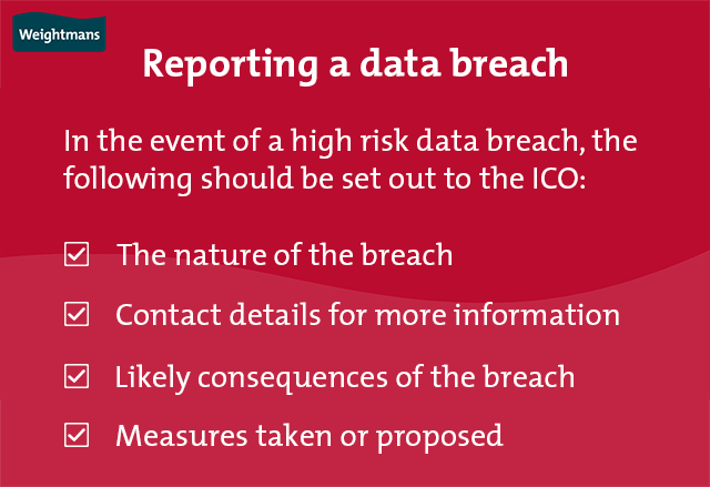 Reporting a data breach