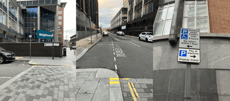 disabled parking bays outside our Liverpool office