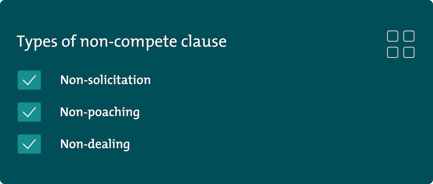 the three types of non-compete clauses