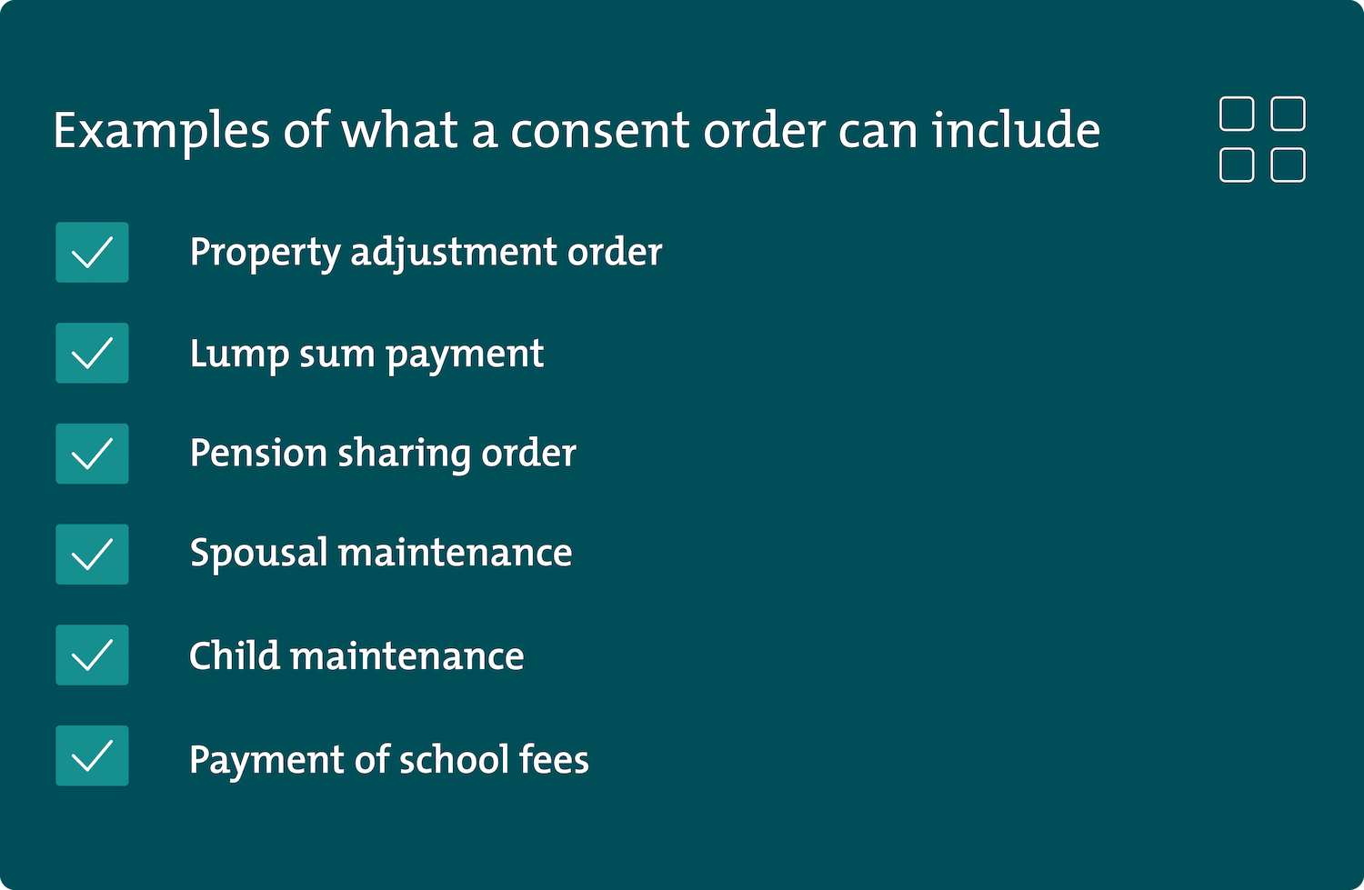 examples of what a consent order can include