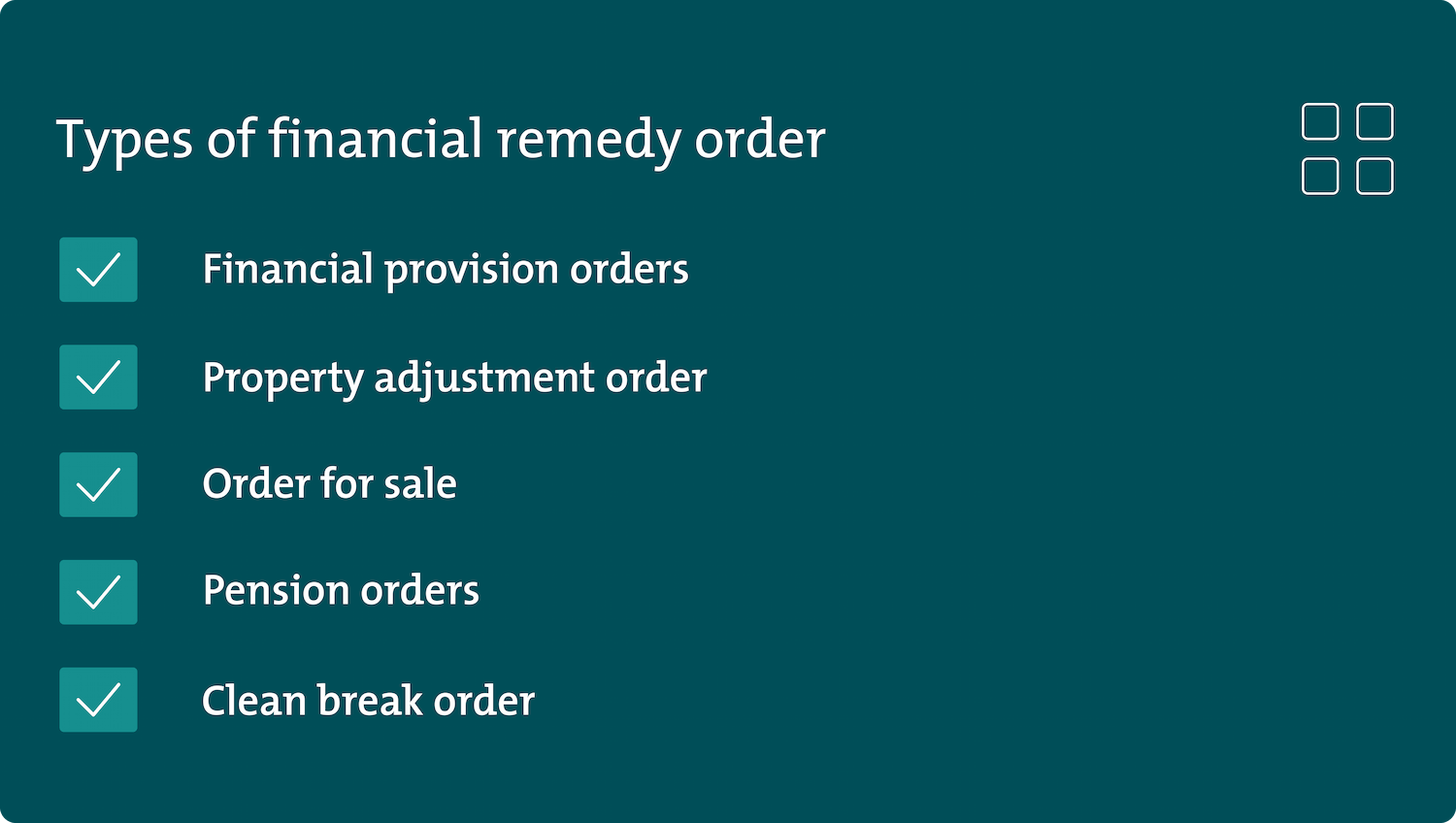 types of financial remedy order